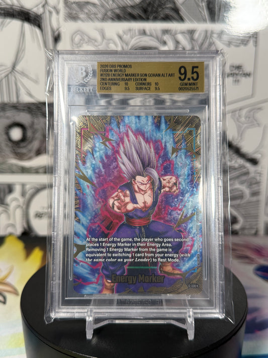 Dragon Ball Super Fusion World 2nd Anniversary Son Gohan Gold Alt Art Energy Marker BGS 9.5 Slab #0020525571