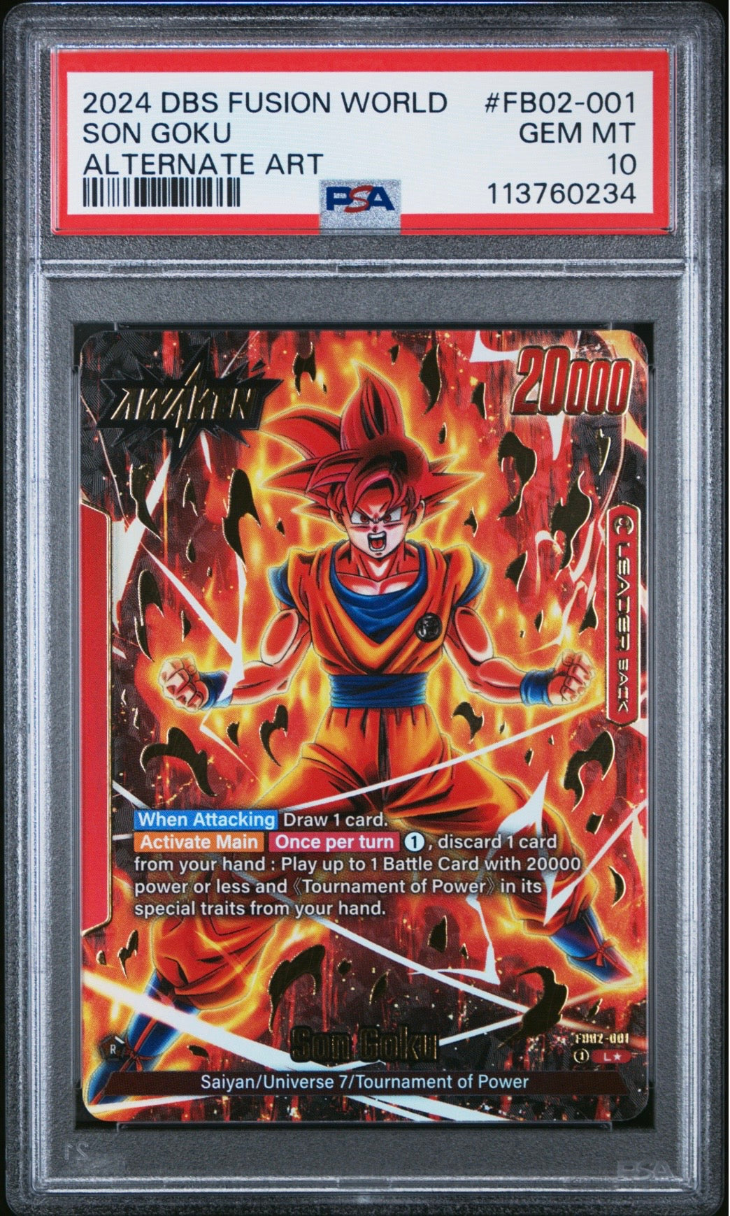 Dragon Ball Super Fusion World Son Goku Alt Art Leader Back PSA 10 Slab