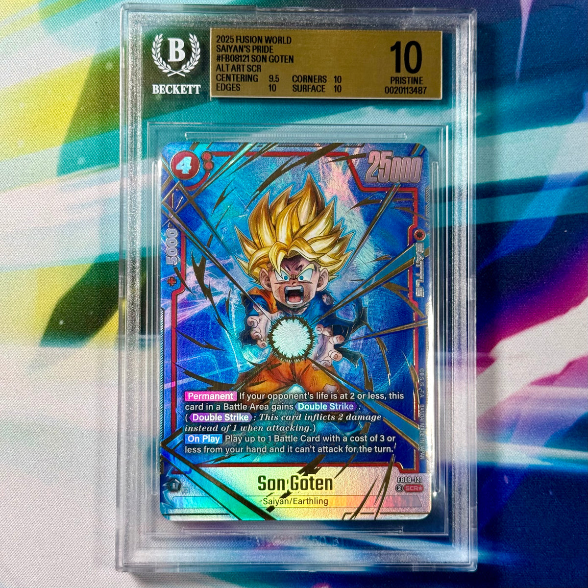 Dragon Ball Super Fusion World Saiyan’s Pride Son Goten Alt Art Secret Rare BGS 10 Slab