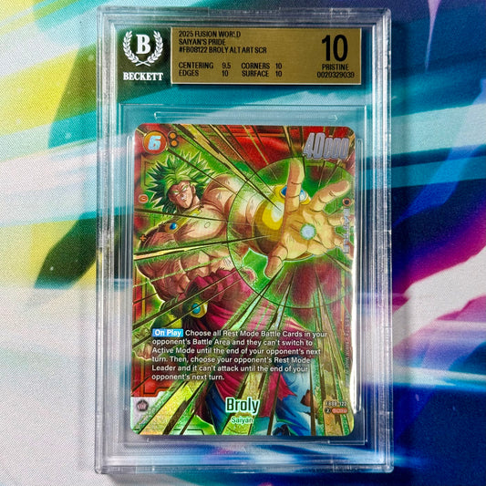 Dragon Ball Super Fusion World Saiyan’s Pride Broly Alt Art Secret Rare BGS 10 Slab