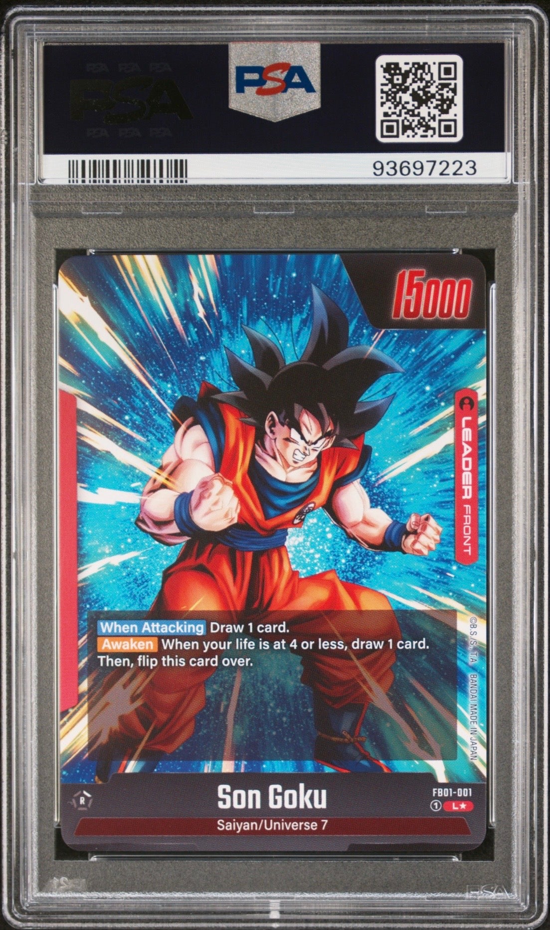 Dragon Ball Super Fusion World Son Goku Alt Art Leader Back PSA 10 Slab