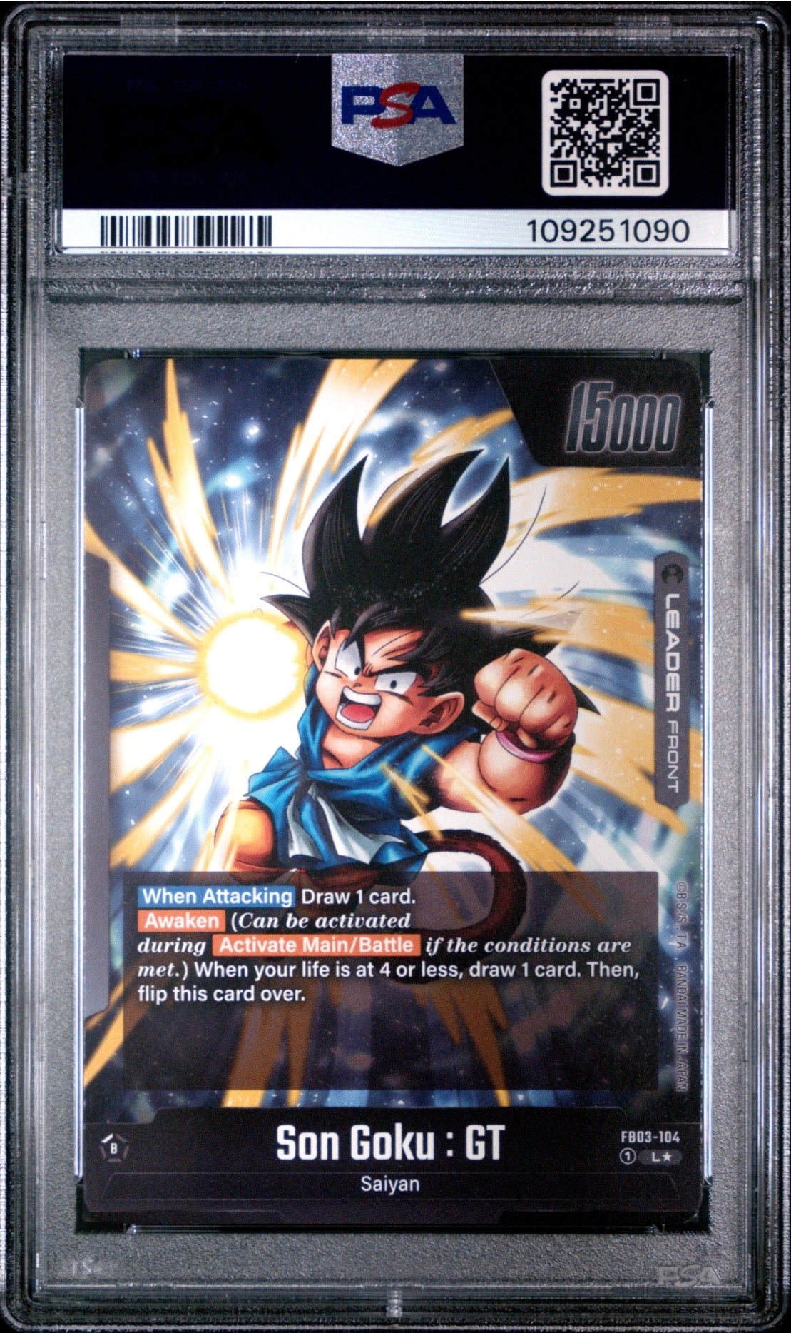 Dragon Ball Super Fusion World Son Goku: GT Alt Art Leader Back PSA 10