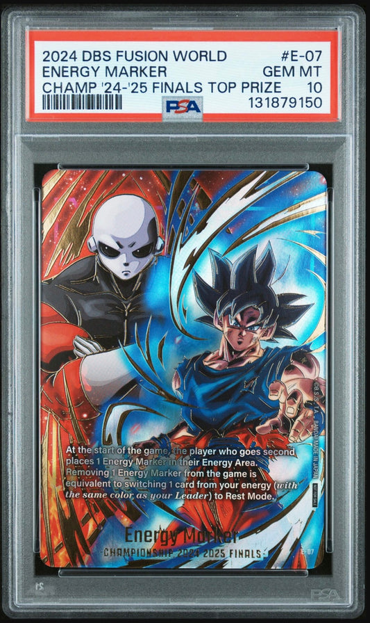 Dragon Ball Super Fusion World 2024-2025 Championship Finals Top Prize Energy Marker PSA 10 Slab