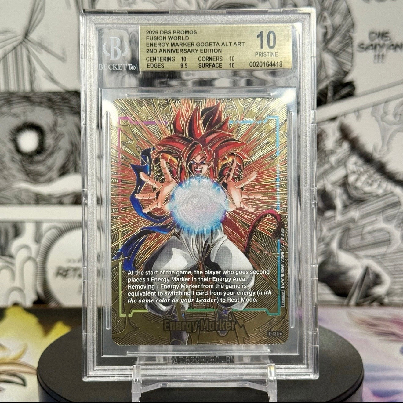 Dragon Ball Super Fusion World 2nd Anniversary SS4 Gogeta Gold Energy Marker BGS 10 Slab