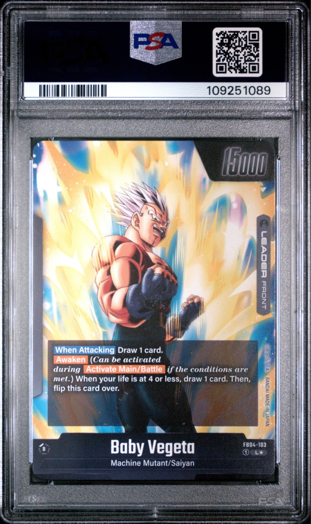 Dragon Ball Super Fusion World Super Baby 2 Alt Art Leader Back PSA 10 Slab