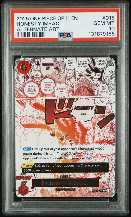 One Piece Honesty Impact Alt Art PSA 10 Slab