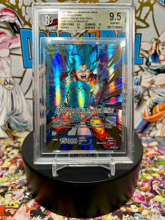 Dragon Ball Super Masters SSGSS Son Goku, The Soul Striker Starter Deck Gold Stamp Leader Back BGS 9.5 Slab