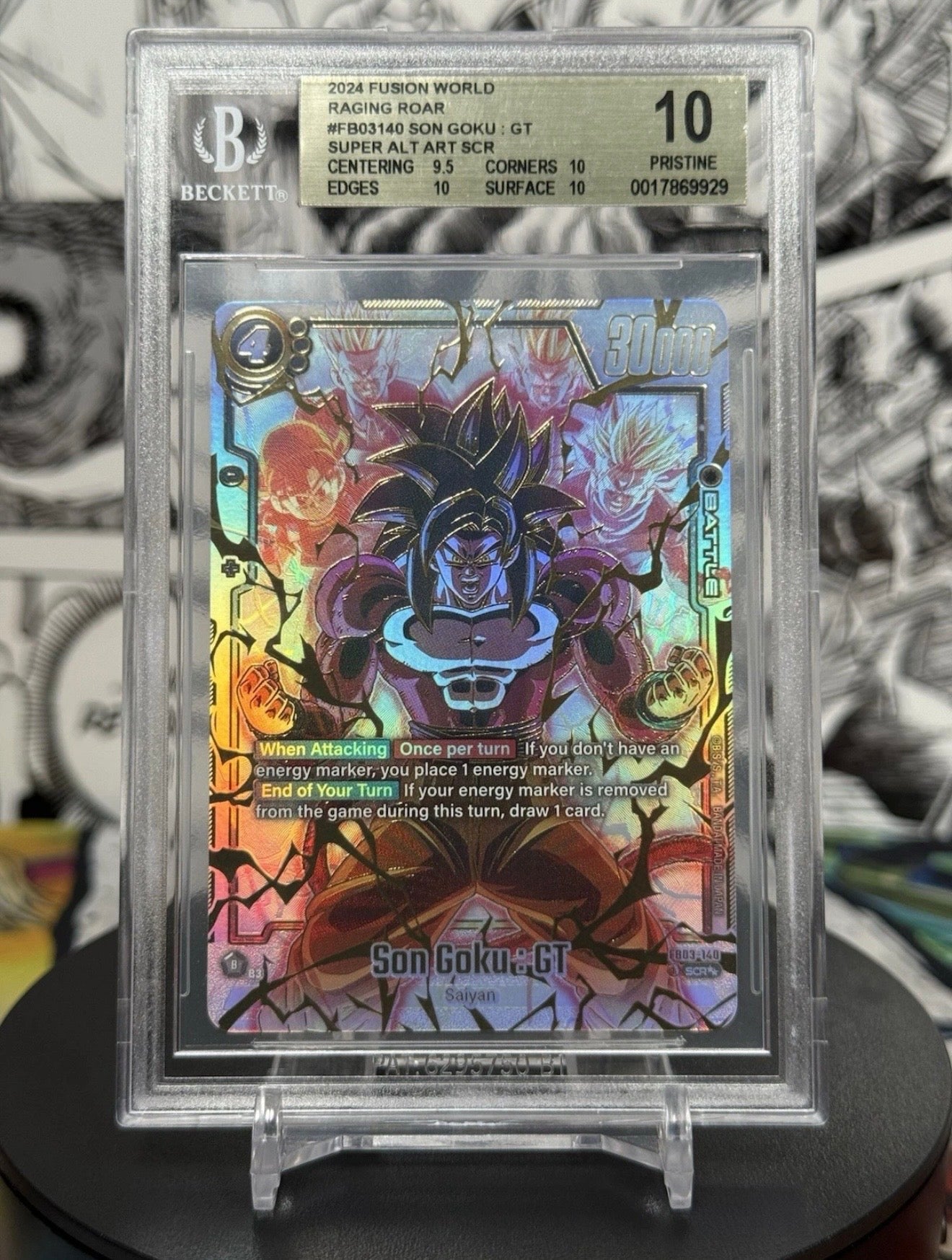 Dragon Ball Super Fusion World FB03 Raging Roar Son Goku: GT Super Alt Art SCR BGS 10 Slab