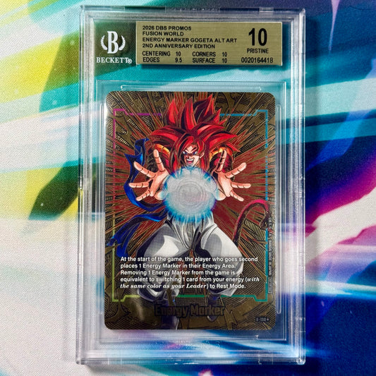 Dragon Ball Super Fusion World 2nd Anniversary SS4 Gogeta Gold Energy Marker BGS 10 Slab
