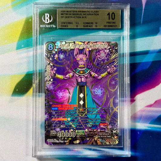 Dragon Ball Super Masters Prismatic Clash Beerus, Incarnation of Destruction Secret Rare BGS 10 Slab