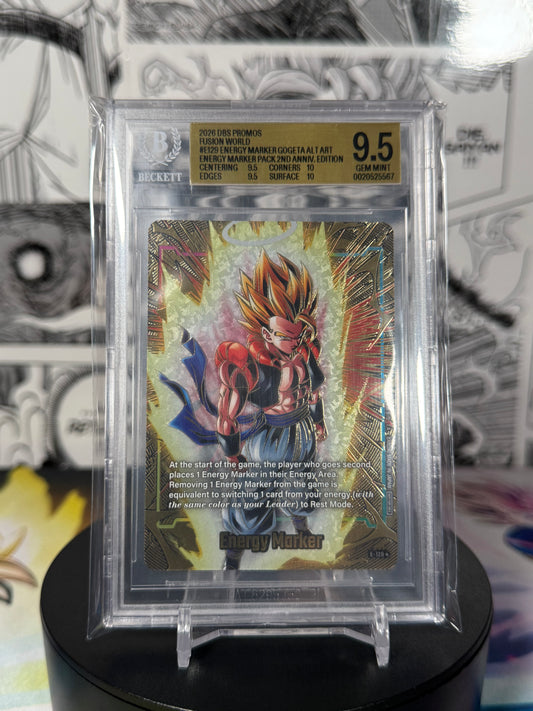 Dragon Ball Super Fusion World 2nd Anniversary Gogeta Gold Alt Art Energy Marker BGS 9.5 Slab #0020525567