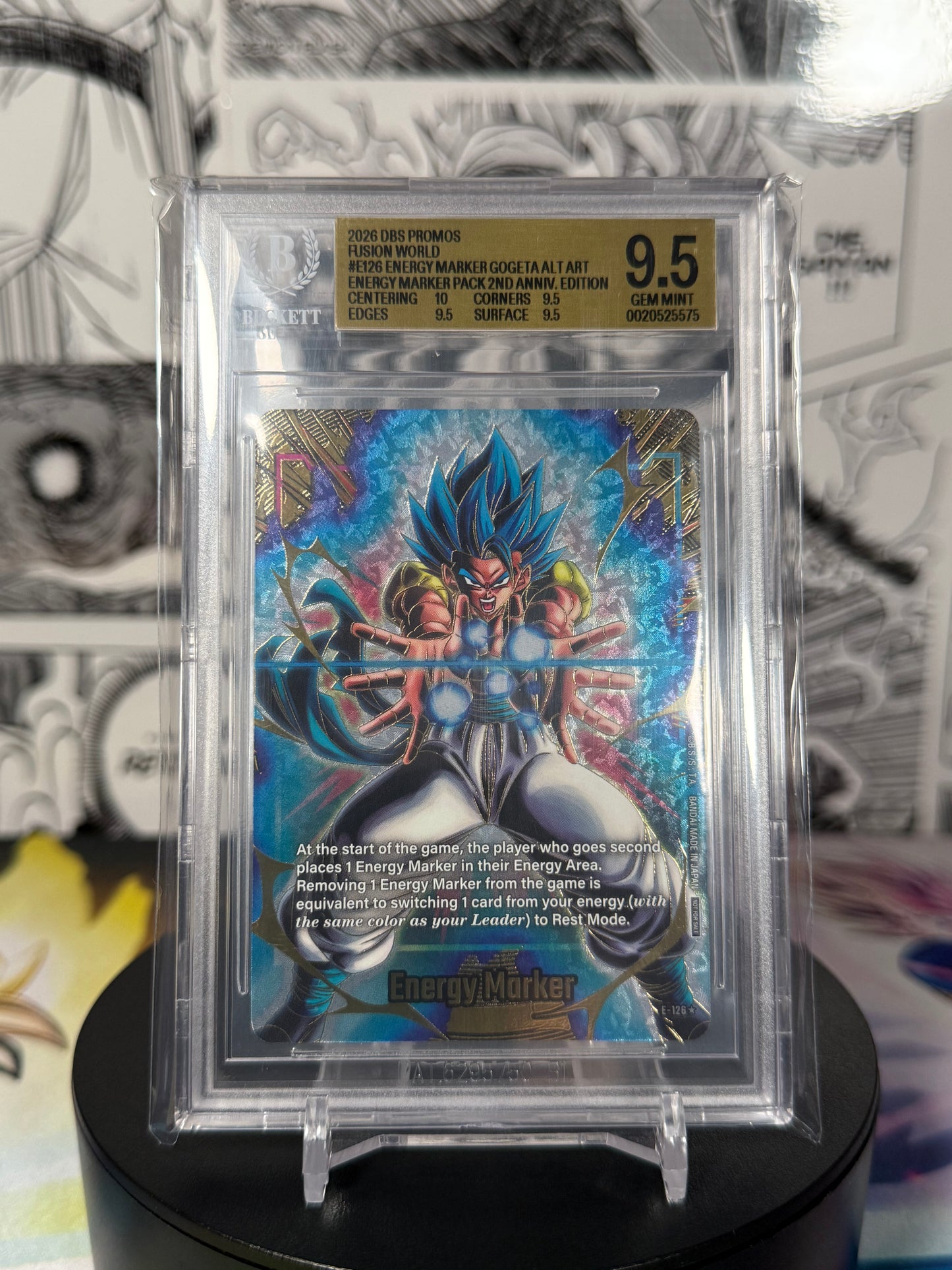Dragon Ball Super Fusion World 2nd Anniversary Gogeta Gold Alt Art Energy Marker BGS 9.5