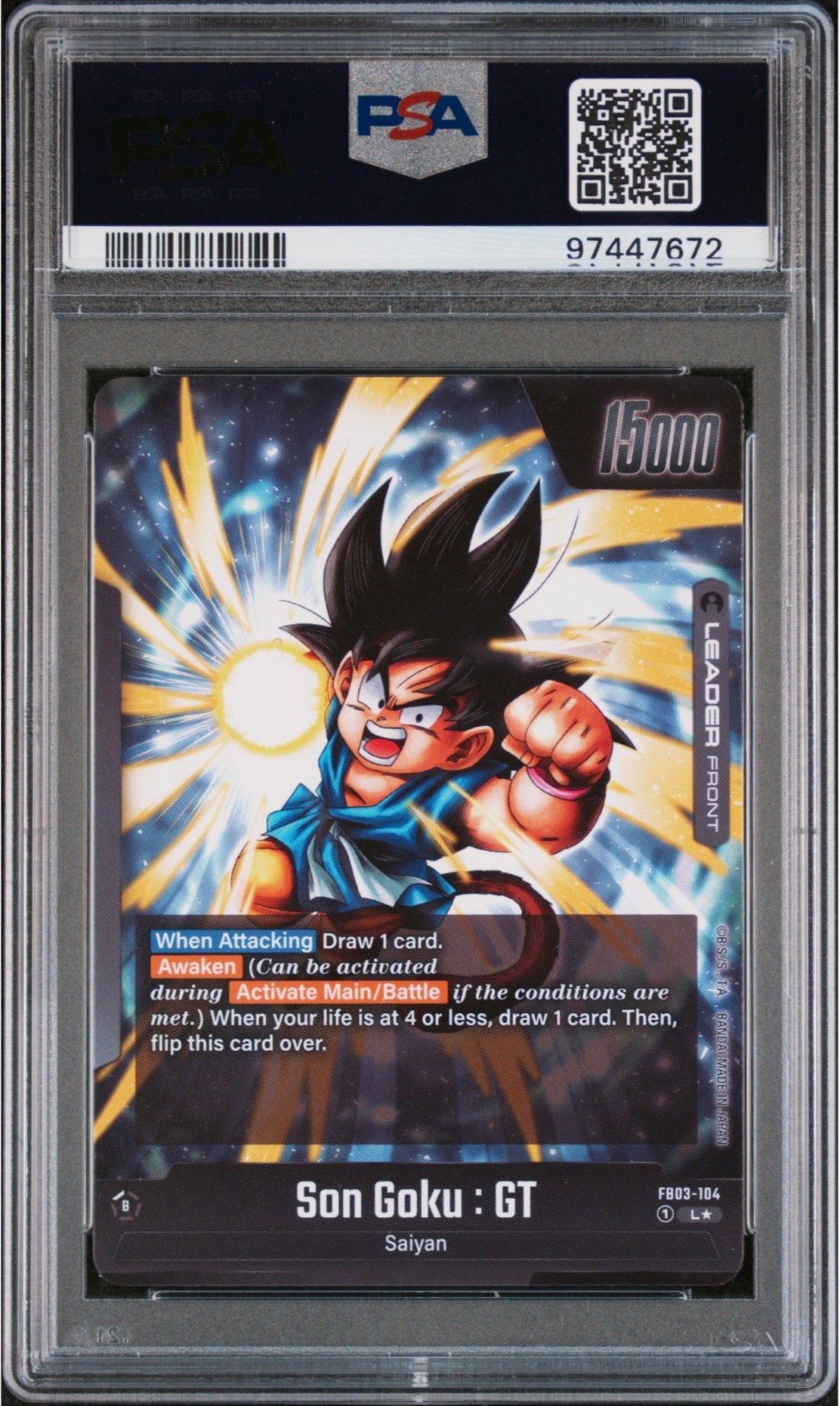 Dragon Ball Super Fusion World Son Goku: GT Alt Art Leader Back PSA 10 Slab