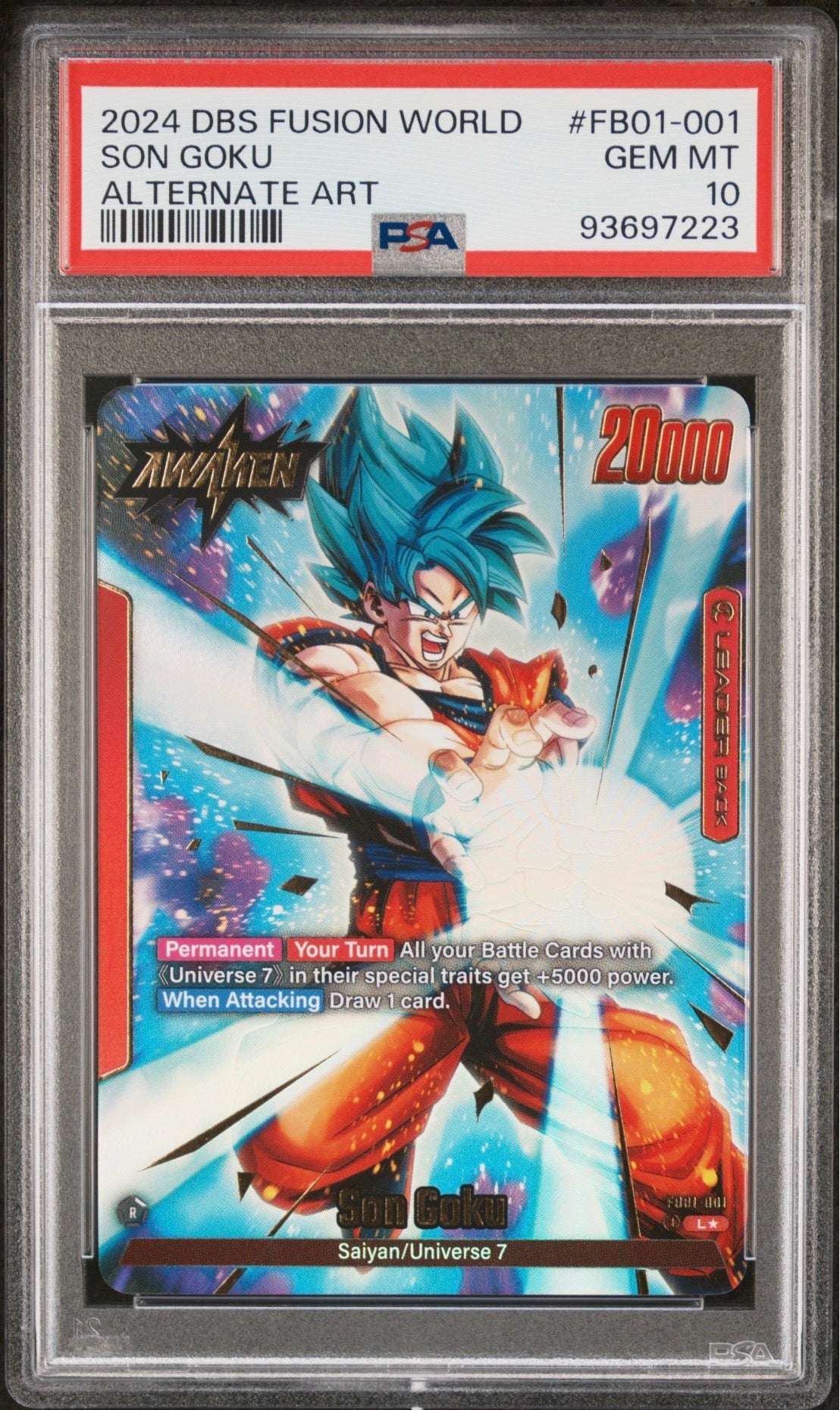 Dragon Ball Super Fusion World Son Goku Alt Art Leader Back PSA 10 Slab