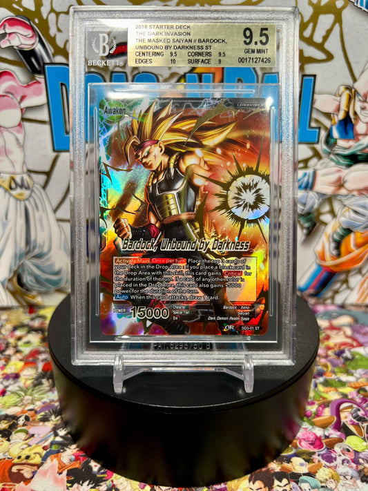 Dragon Ball Super Masters Bardock, Unbound by Darkness Starter Deck Gold Stamp Leader Back BGS 9.5 Slab