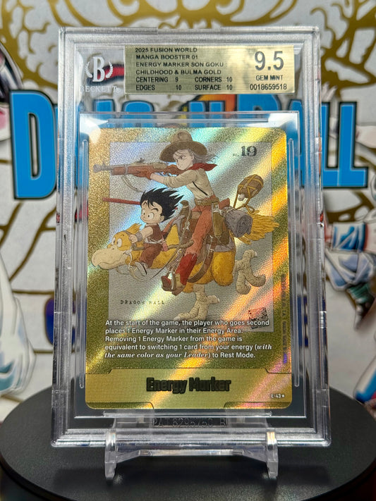 Dragon Ball Super Fusion World Son Goku & Bulma Gold Alt Art Energy Marker BGS 9.5 Slab